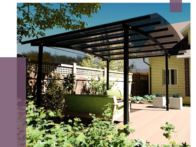 Навесы для террасы в Новоалтайске от 13036 руб. под ключ | ПРОЛЁТ-Нвл