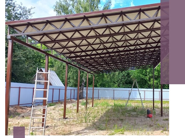 Односкатные навесы под ключ в Новоалтайске — изготовление и монтаж