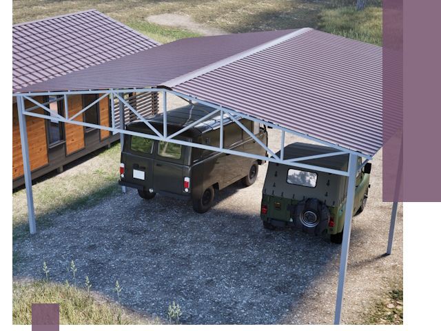 Двускатные навесы под ключ в Новоалтайске — изготовление и монтаж